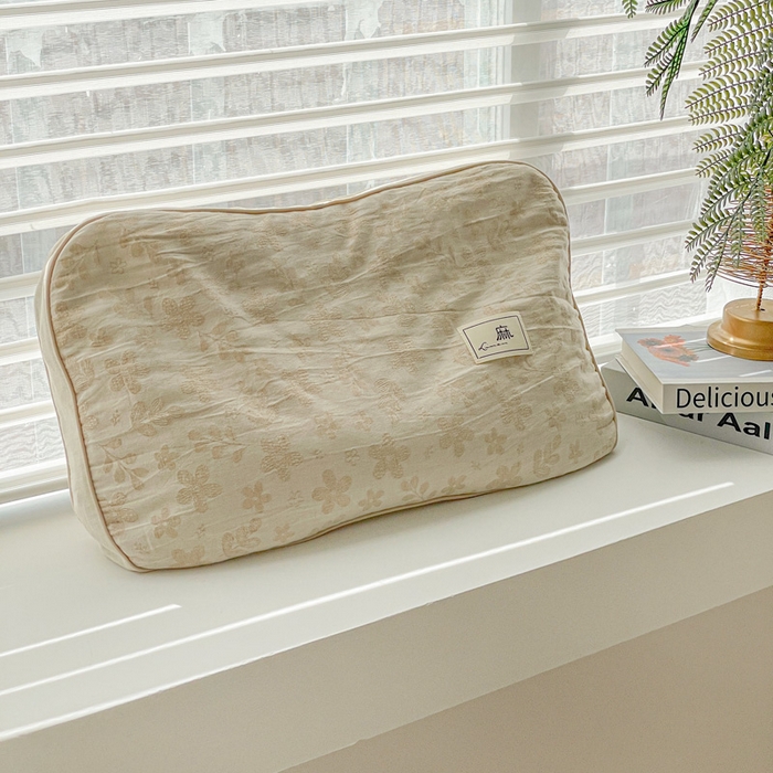 亦帆枕芯 2025新款亲肤舒适天然棉麻立体荞麦枕枕头枕芯 天然棉麻-米色小花 35x55cm甜荞款/只