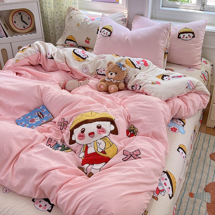 优佳优品 2025新款水洗棉印花毛巾绣四件套【提供买家秀】 俏皮小丸子