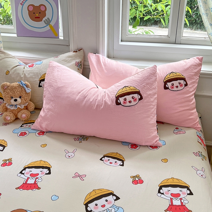 91家纺网 家纺一手货源 找家纺 优佳优品 2025新款水洗棉印花毛巾绣四件套【提供买家秀】 俏皮小丸子