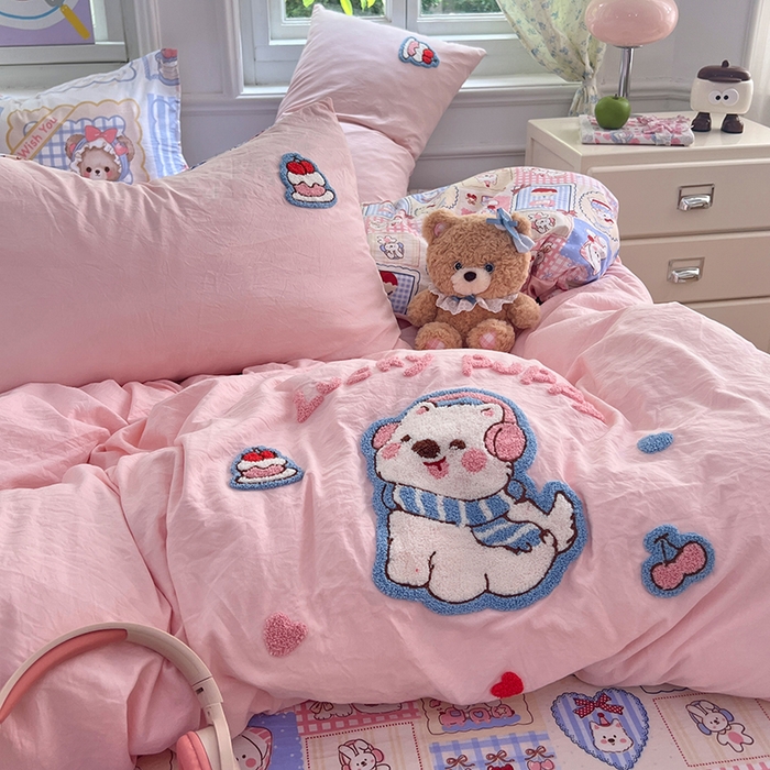 91家纺网 家纺一手货源 找家纺 优佳优品 2025新款水洗棉印花毛巾绣四件套【提供买家秀】 西高地