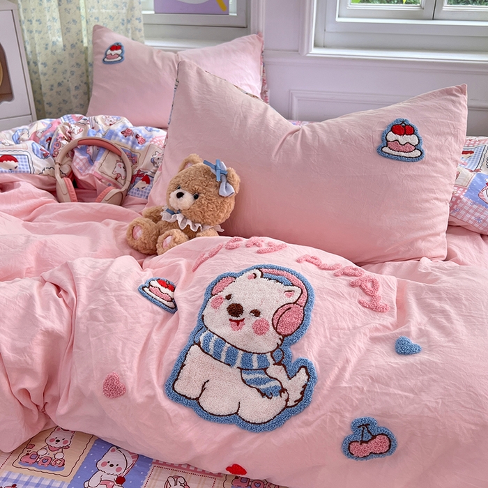 91家纺网 家纺一手货源 找家纺 优佳优品 2025新款水洗棉印花毛巾绣四件套【提供买家秀】 西高地