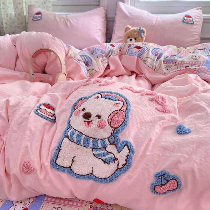 91家纺网 家纺一手货源 找家纺 优佳优品 2025新款水洗棉印花毛巾绣四件套【提供买家秀】 西高地