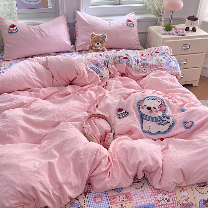 91家纺网 家纺一手货源 找家纺 优佳优品 2025新款水洗棉印花毛巾绣四件套【提供买家秀】 西高地