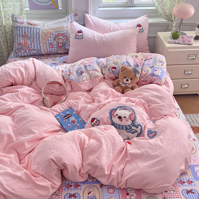 91家纺网 家纺一手货源 找家纺 优佳优品 2025新款水洗棉印花毛巾绣四件套【提供买家秀】 西高地