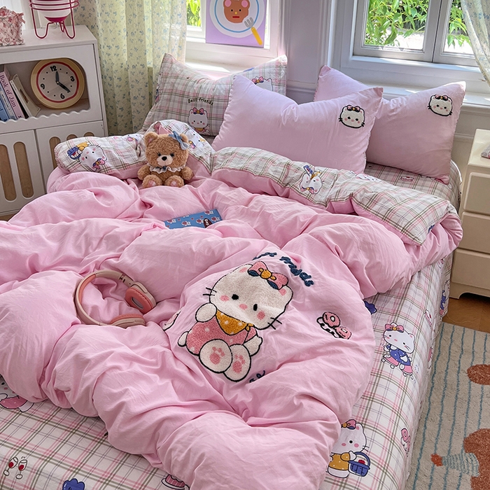 优佳优品 2025新款水洗棉印花毛巾绣四件套【提供买家秀】 KT猫