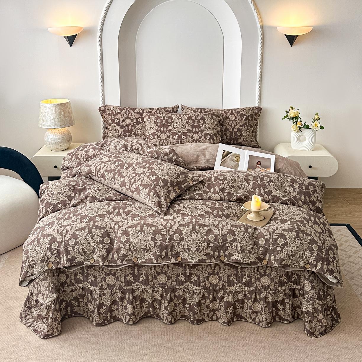 91家纺网 家纺一手货源 找家纺 （总）富米莱（原臻工厂） 2025秋冬新品加厚高克重原麻复古风亚麻高端纽扣款床盖床单四件套