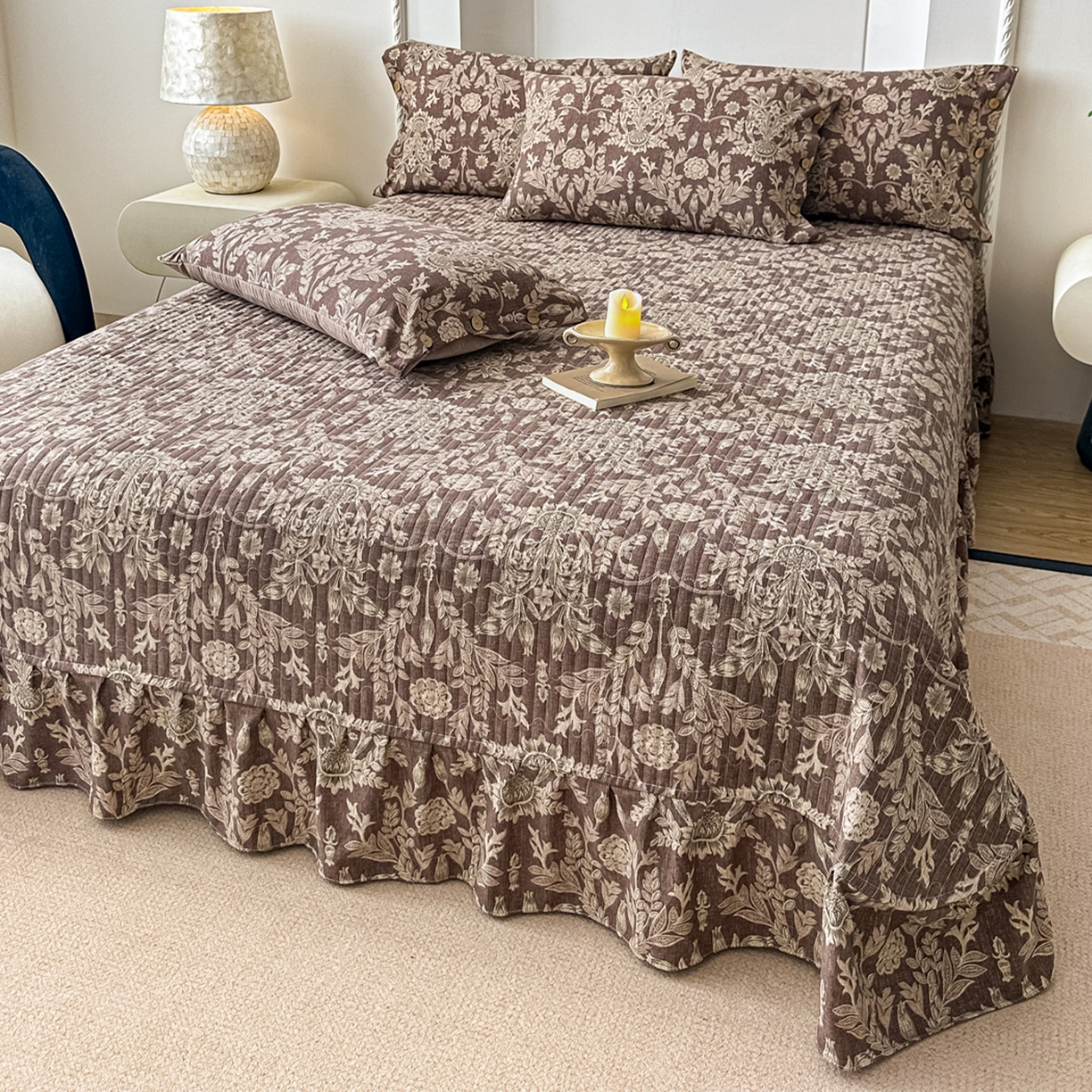 91家纺网 家纺一手货源 找家纺 （总）富米莱（原臻工厂） 2025秋冬新品加厚高克重原麻复古风亚麻高端纽扣款床盖床单四件套