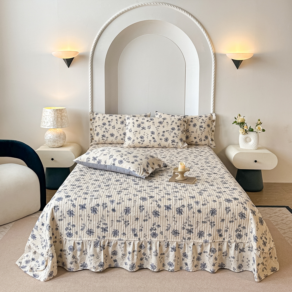 91家纺网 家纺一手货源 找家纺 富米莱（原臻工厂） 2025秋冬新品加厚高克重原麻复古风亚麻高端纽扣款床盖床单四件套 纽扣款-祥云