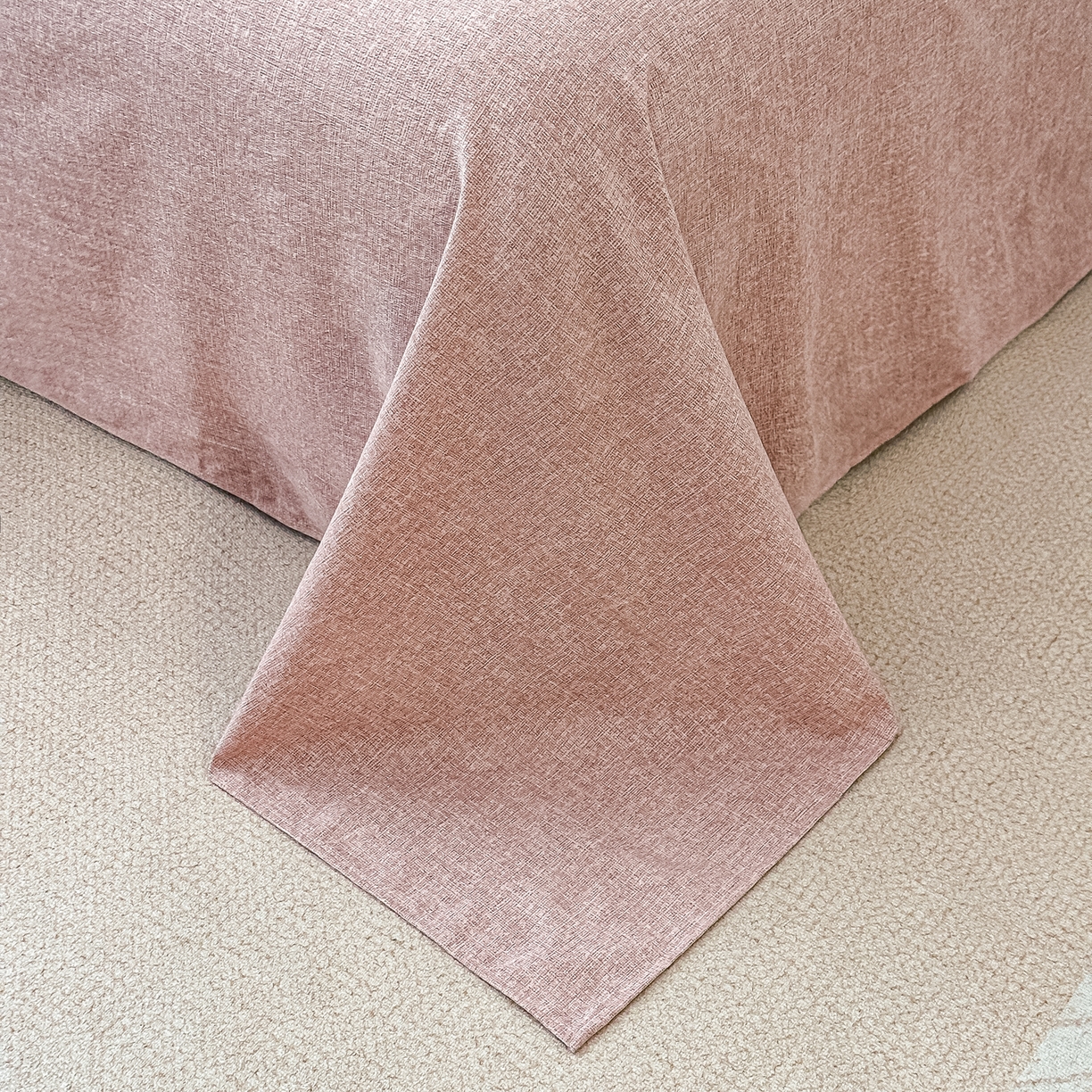 91家纺网 家纺一手货源 找家纺 富米莱（原臻工厂） 2025秋冬新品加厚高克重原麻复古风亚麻高端纽扣款床盖床单四件套 纽扣款-百合欢