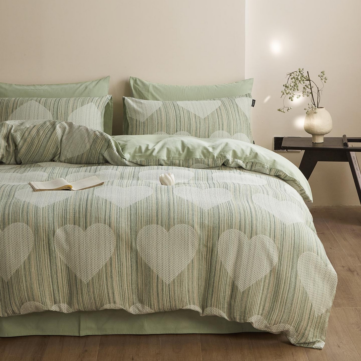 91家纺网 家纺一手货源 找家纺 （总）涵宸家纺 2025新款简约款全棉磨毛提花四件套-未眠