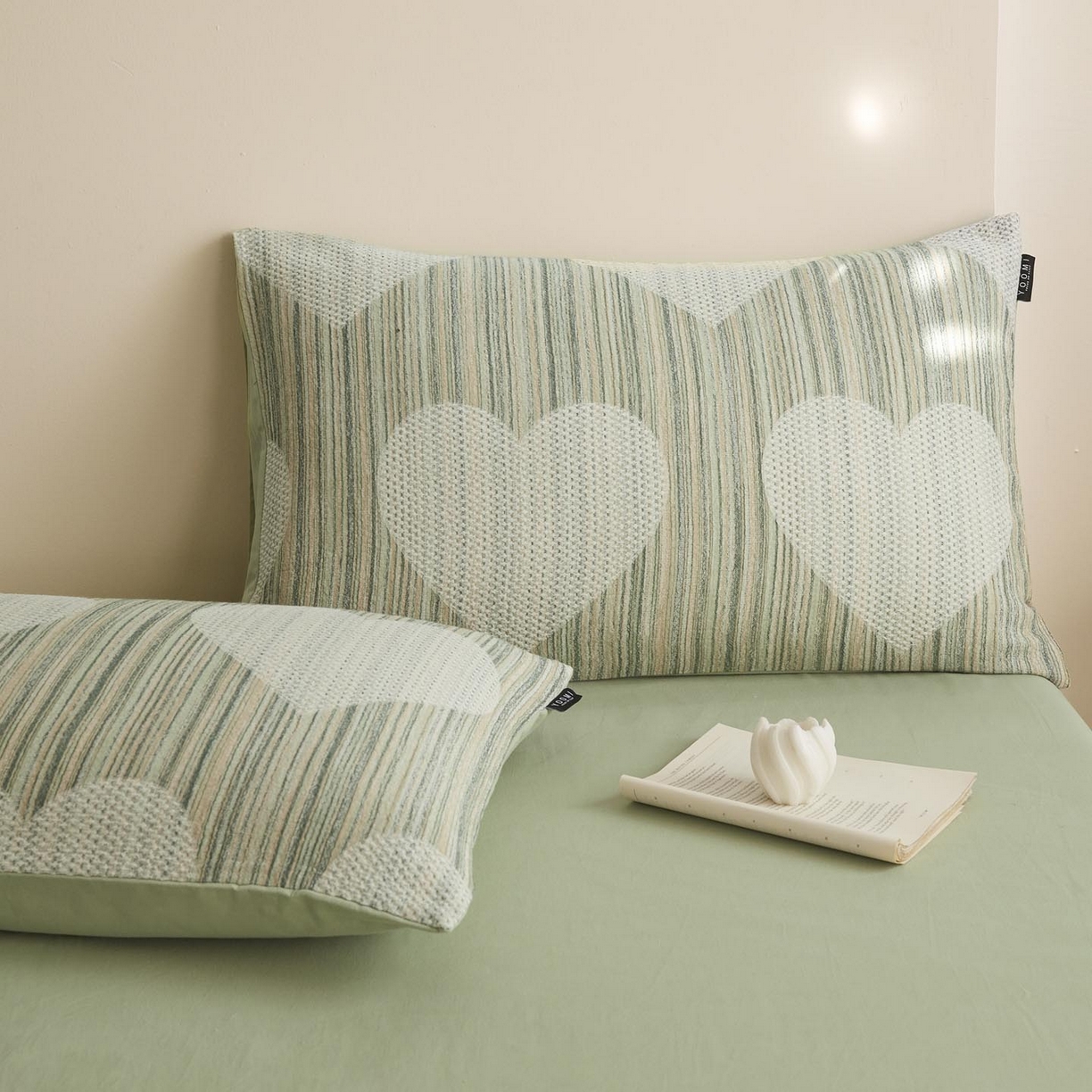 91家纺网 家纺一手货源 找家纺 涵宸家纺 2025新款简约款全棉磨毛提花四件套-未眠 库珀-绿