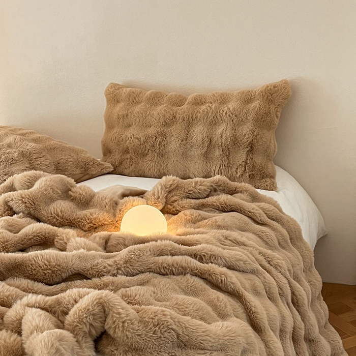 91家纺网 家纺一手货源 找家纺 蓝极人 2024新款高克重大牛奶绒被套毯毛毯 浅驼