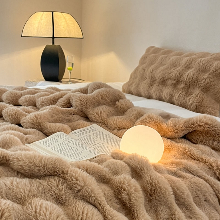 91家纺网 家纺一手货源 找家纺 蓝极人 2024新款高克重大牛奶绒被套毯毛毯 浅驼