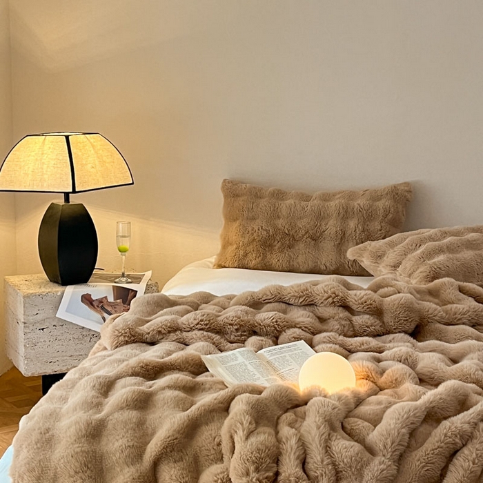 91家纺网 家纺一手货源 找家纺 蓝极人 2024新款高克重大牛奶绒被套毯毛毯 浅驼