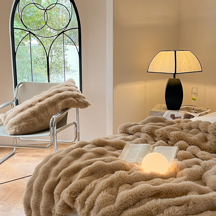 91家纺网 家纺一手货源 找家纺 蓝极人 2024新款高克重大牛奶绒被套毯毛毯 浅驼