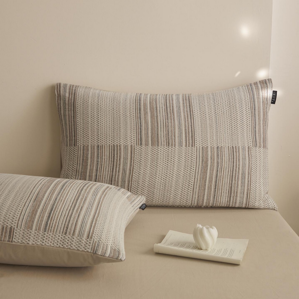 91家纺网 家纺一手货源 找家纺 涵宸家纺 2025新款简约款全棉磨毛提花四件套-未眠 尤里-咖