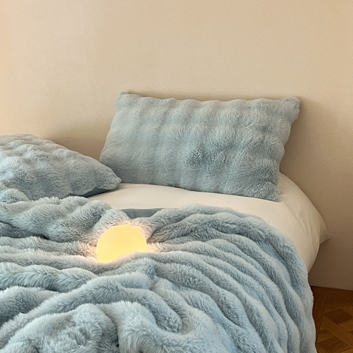 91家纺网 家纺一手货源 找家纺 蓝极人 2024新款高克重大牛奶绒被套毯毛毯 海蓝