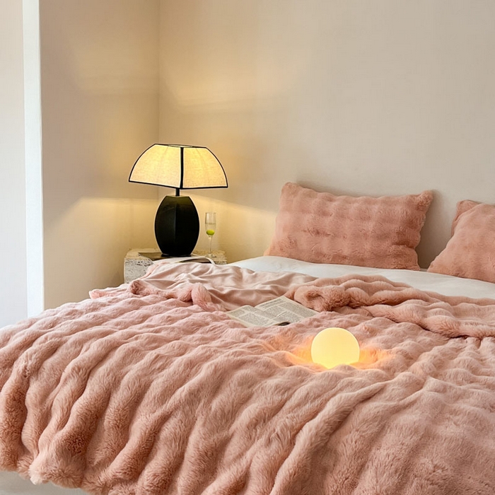 91家纺网 家纺一手货源 找家纺 蓝极人 2024新款高克重大牛奶绒被套毯毛毯 豆沙