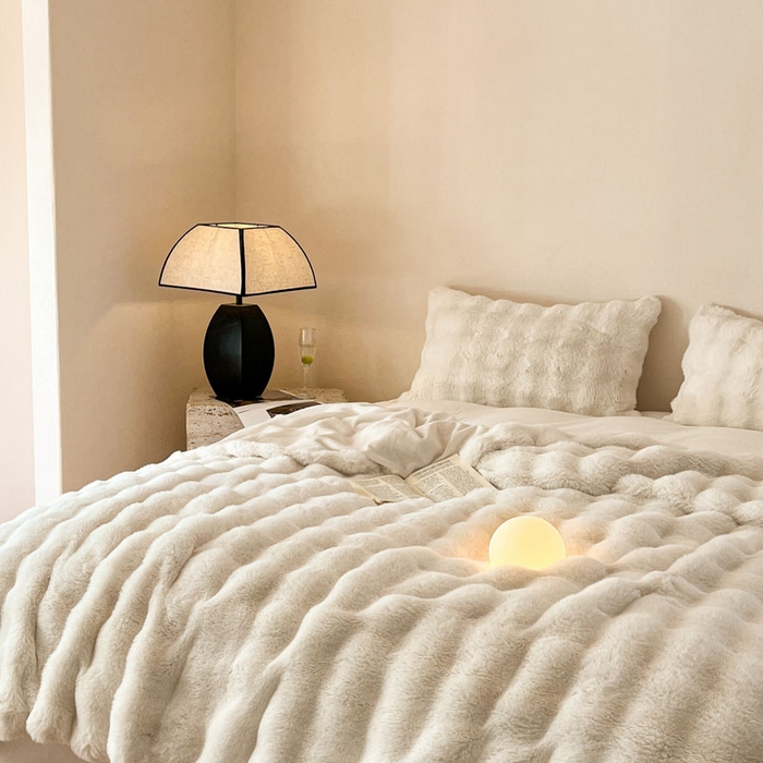 91家纺网 家纺一手货源 找家纺 蓝极人 2024新款高克重大牛奶绒被套毯毛毯 暖白