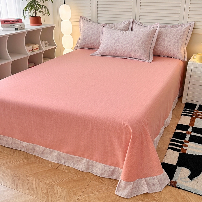 91家纺网 家纺一手货源 找家纺 简约 2025新款全棉四件套活性生态磨毛四件套 风信紫