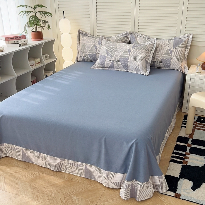 91家纺网 家纺一手货源 找家纺 简约 2025新款全棉四件套活性生态磨毛四件套 时光机-灰