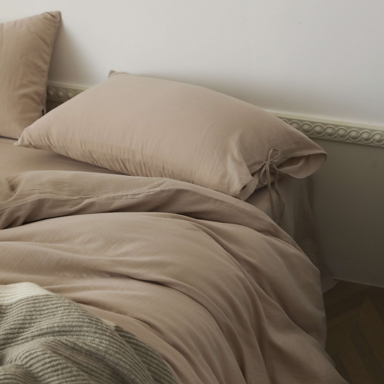 91家纺网 家纺一手货源 找家纺 （总）玉宇阁家居 2025新款双层纱皱皱纱全棉纯棉四件套