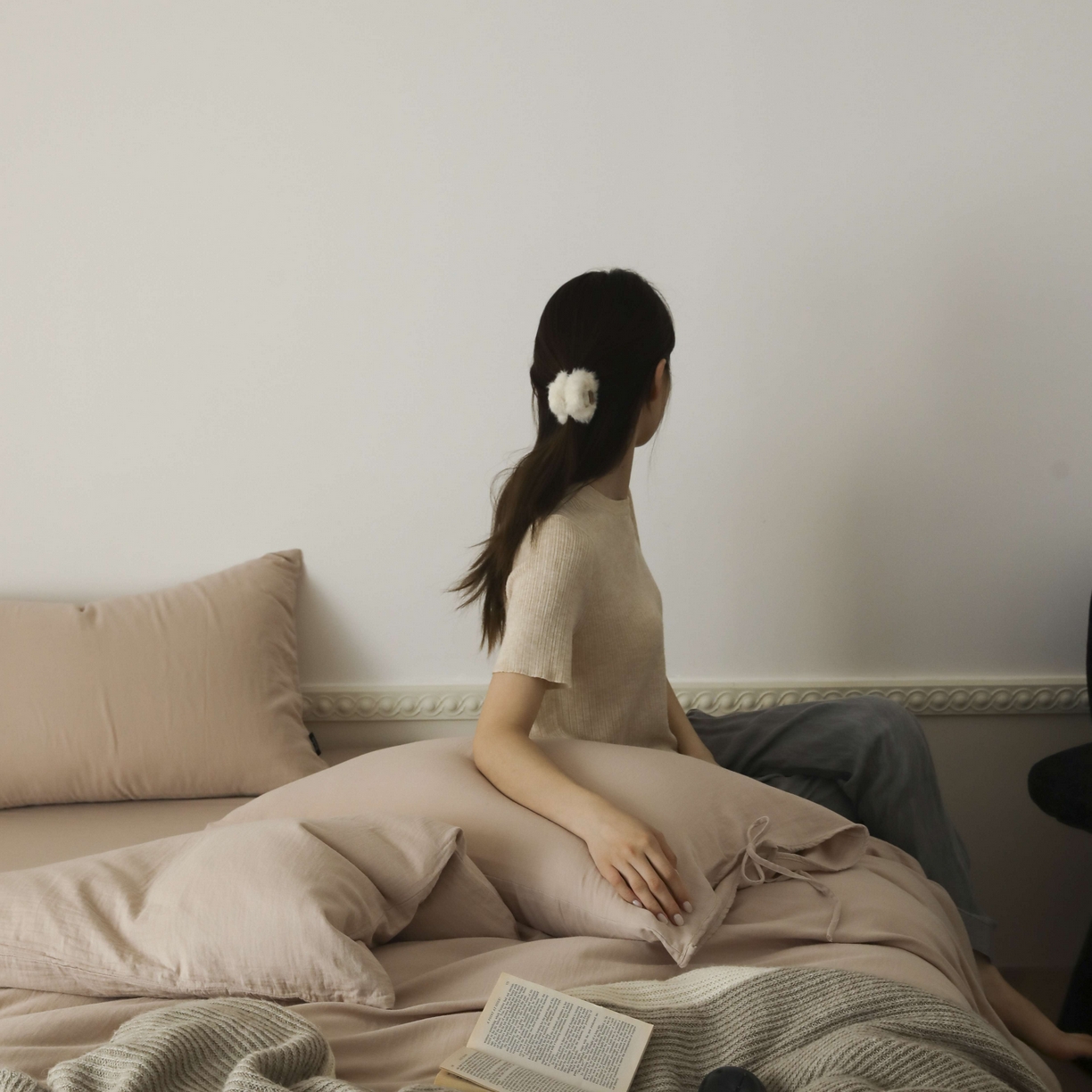 91家纺网 家纺一手货源 找家纺 （总）玉宇阁家居 2025新款双层纱皱皱纱全棉纯棉四件套