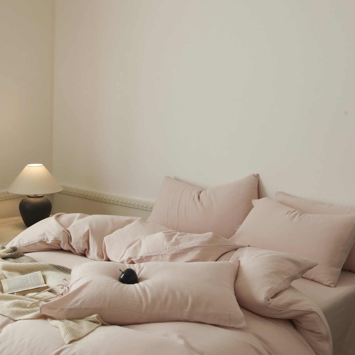 91家纺网 家纺一手货源 找家纺 玉宇阁家居 2025新款双层纱皱皱纱全棉纯棉四件套 全棉双层纱皱皱纱-珐琅