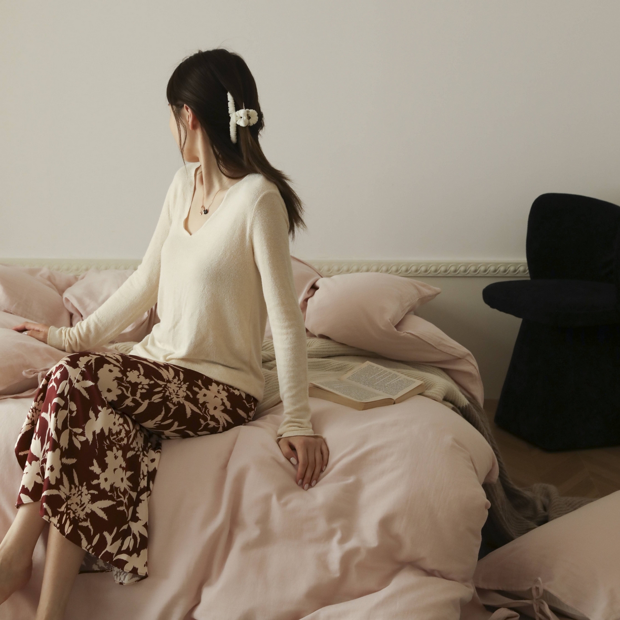 91家纺网 家纺一手货源 找家纺 玉宇阁家居 2025新款双层纱皱皱纱全棉纯棉四件套 全棉双层纱皱皱纱-珐琅