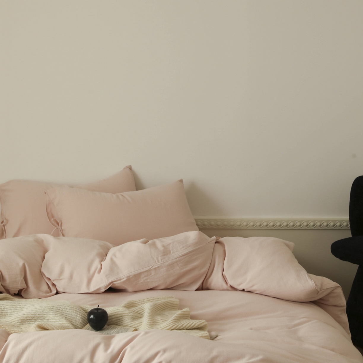 91家纺网 家纺一手货源 找家纺 玉宇阁家居 2025新款双层纱皱皱纱全棉纯棉四件套 全棉双层纱皱皱纱-珐琅