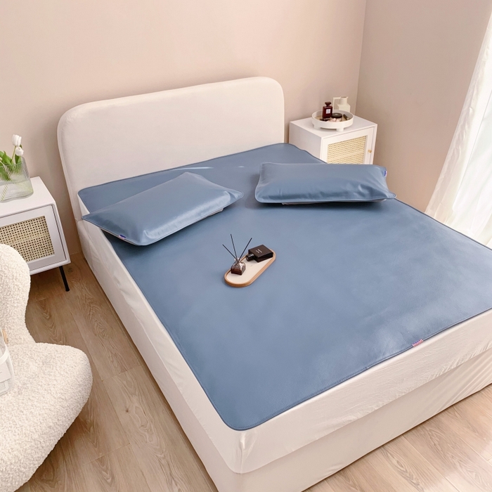 91家纺网 家纺一手货源 找家纺 四川牛皮席 2025新款头层牛皮席席子凉席 碧海蓝