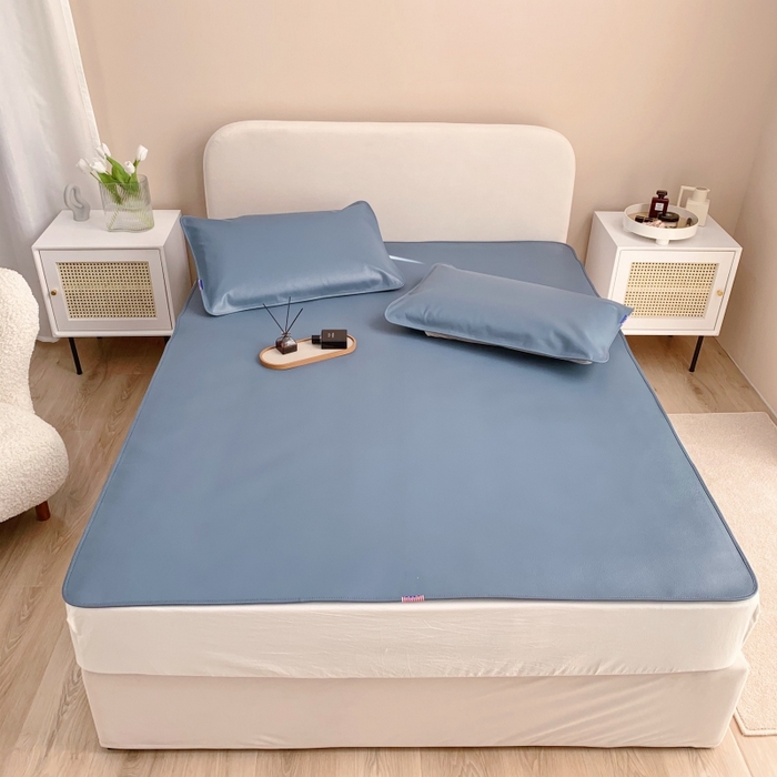 91家纺网 家纺一手货源 找家纺 四川牛皮席 2025新款头层牛皮席席子凉席 碧海蓝