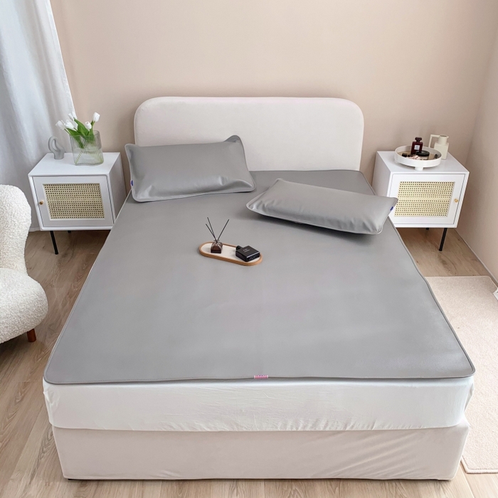 91家纺网 家纺一手货源 找家纺 四川牛皮席 2025新款头层牛皮席席子凉席 洋气灰