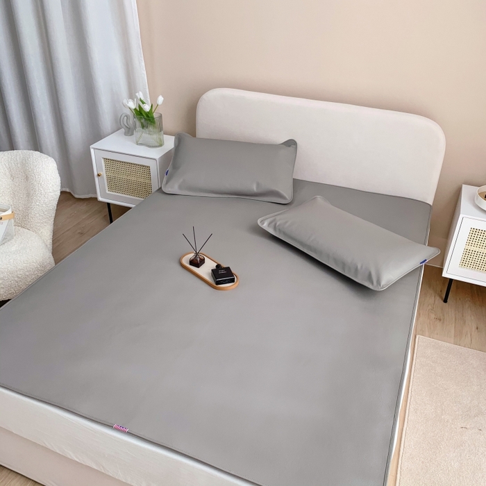 四川牛皮席 2025新款头层牛皮席席子凉席 洋气灰