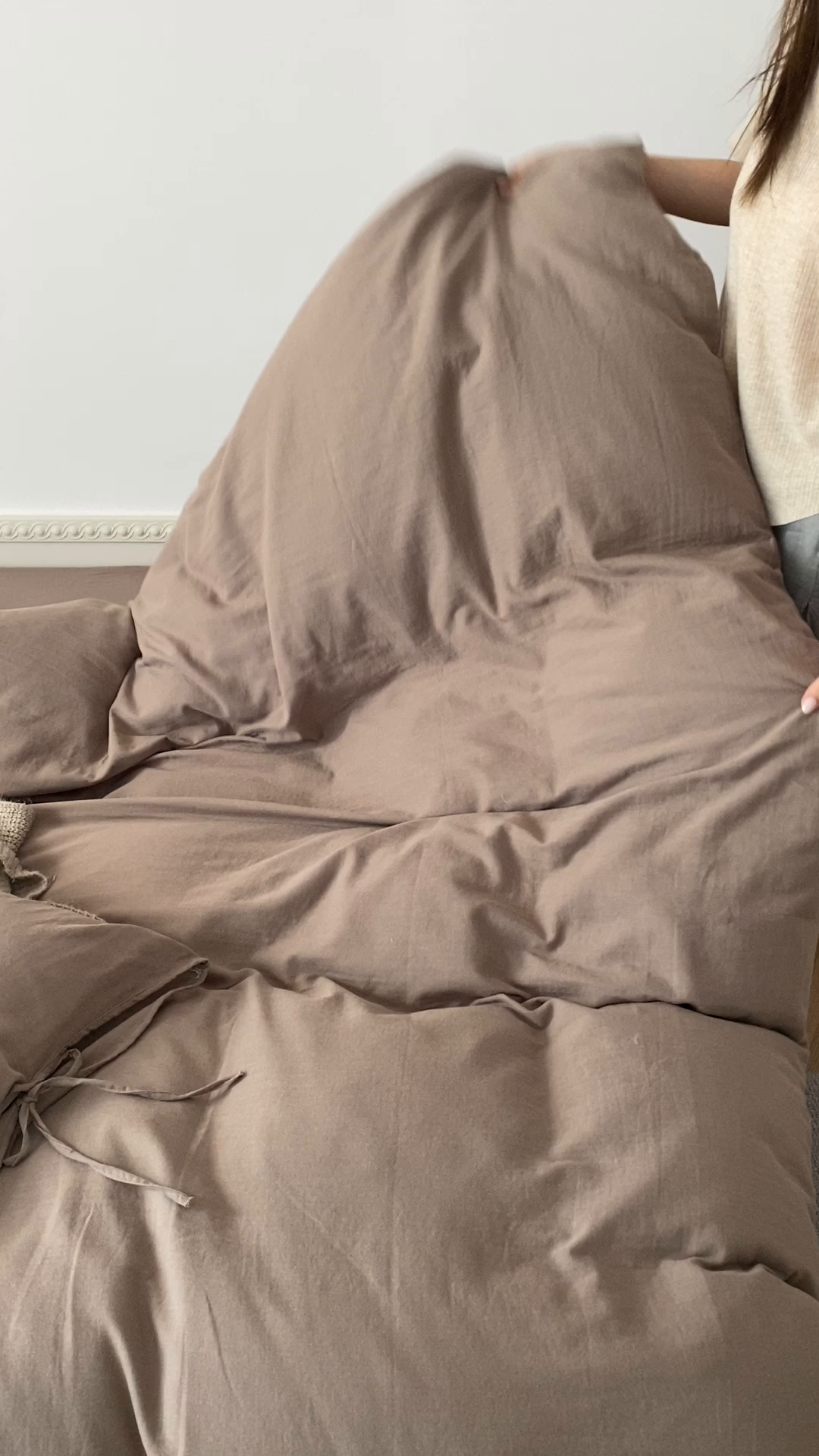 91家纺网 家纺一手货源 找家纺 玉宇阁家居 2025新款双层纱皱皱纱全棉纯棉四件套 全棉双层纱皱皱纱-可可