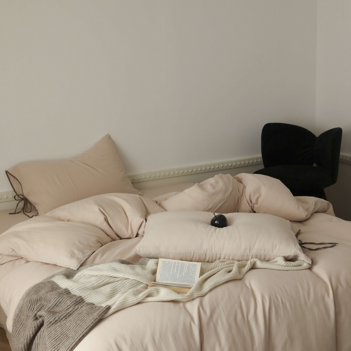 91家纺网 家纺一手货源 找家纺 玉宇阁家居 2025新款双层纱皱皱纱全棉纯棉四件套 全棉双层纱皱皱纱-暖茶