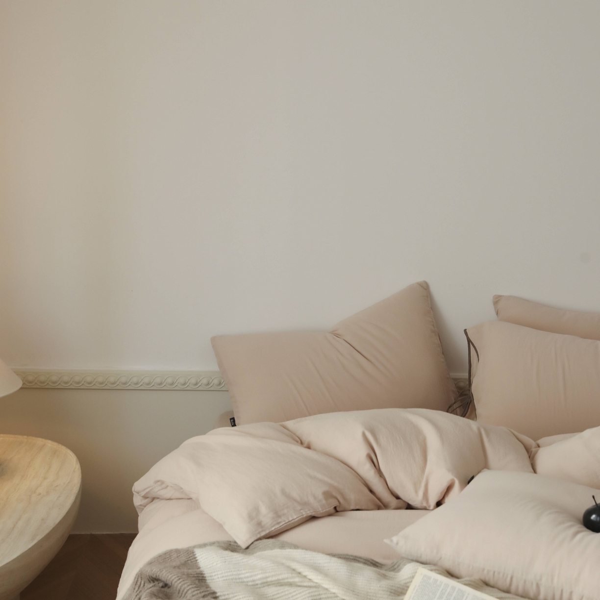 91家纺网 家纺一手货源 找家纺 玉宇阁家居 2025新款双层纱皱皱纱全棉纯棉四件套 全棉双层纱皱皱纱-暖茶