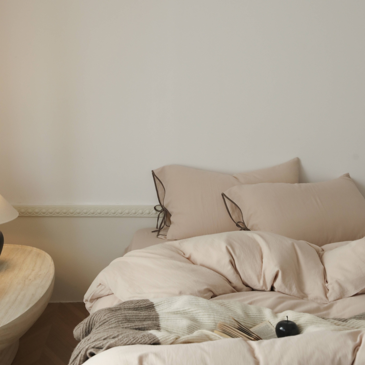 91家纺网 家纺一手货源 找家纺 玉宇阁家居 2025新款双层纱皱皱纱全棉纯棉四件套 全棉双层纱皱皱纱-暖茶