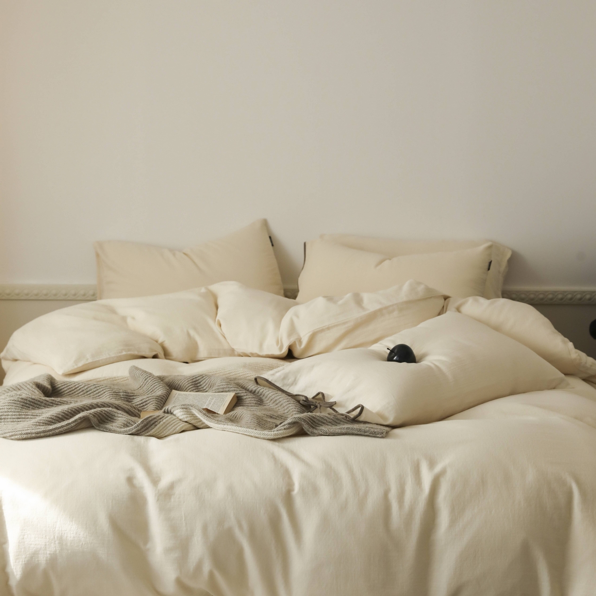 91家纺网 家纺一手货源 找家纺 玉宇阁家居 2025新款双层纱皱皱纱全棉纯棉四件套 全棉双层纱皱皱纱-芝士