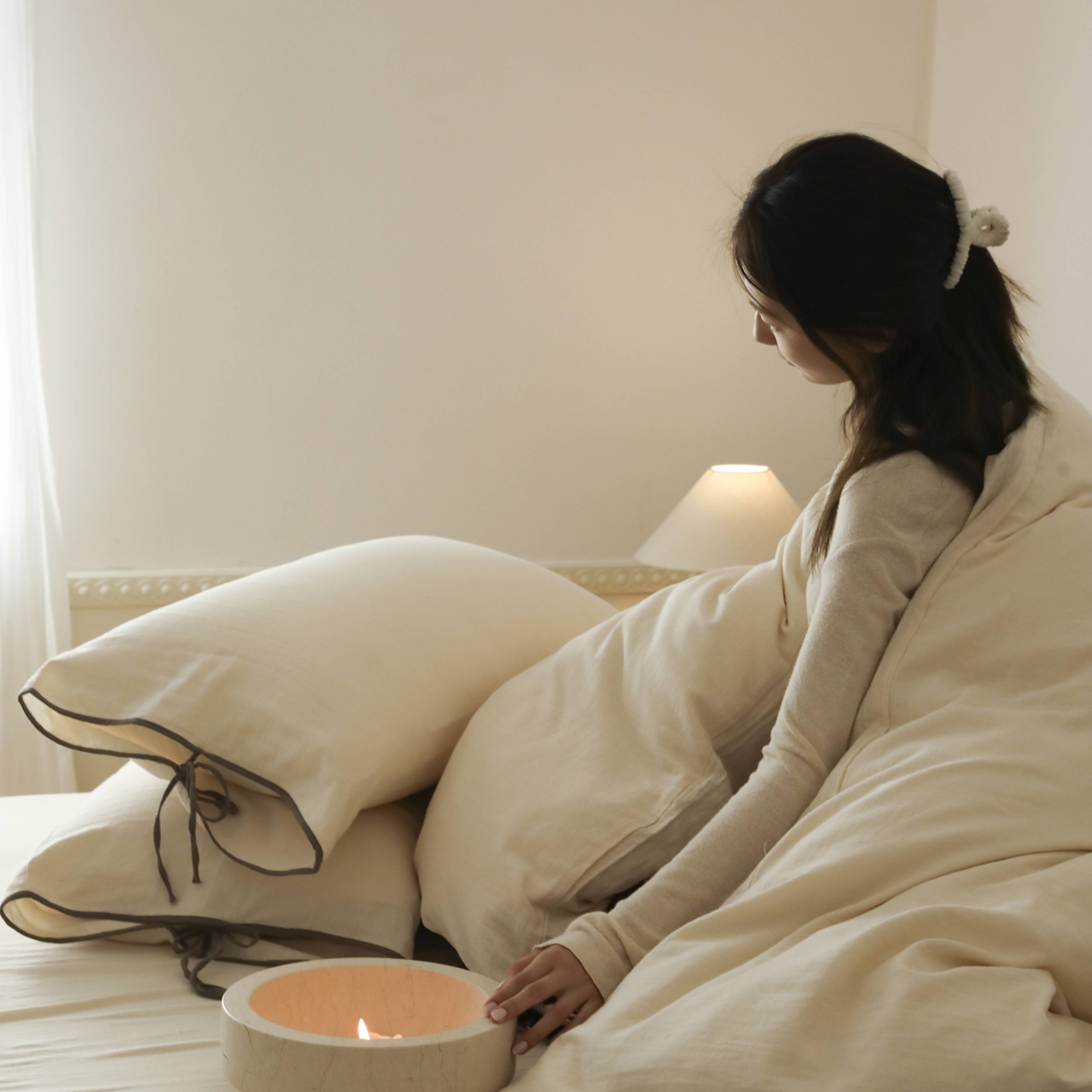 91家纺网 家纺一手货源 找家纺 玉宇阁家居 2025新款双层纱皱皱纱全棉纯棉四件套 全棉双层纱皱皱纱-芝士