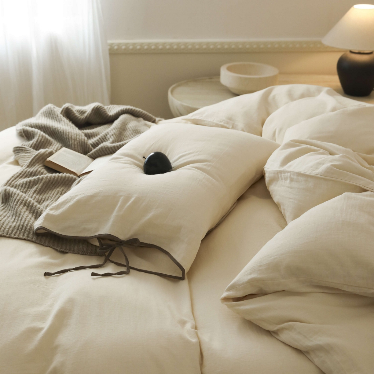 91家纺网 家纺一手货源 找家纺 玉宇阁家居 2025新款双层纱皱皱纱全棉纯棉四件套 全棉双层纱皱皱纱-芝士