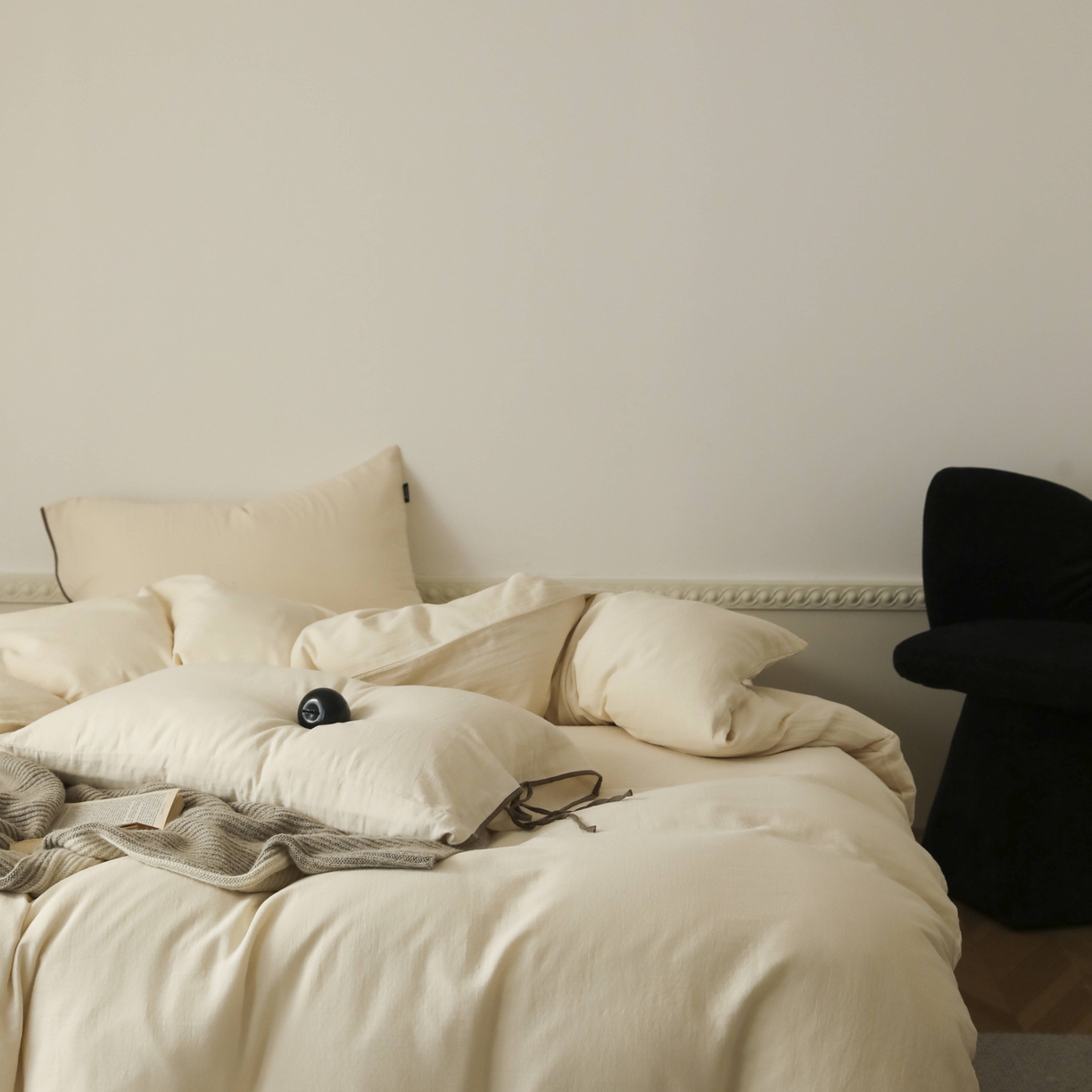 91家纺网 家纺一手货源 找家纺 玉宇阁家居 2025新款双层纱皱皱纱全棉纯棉四件套 全棉双层纱皱皱纱-芝士