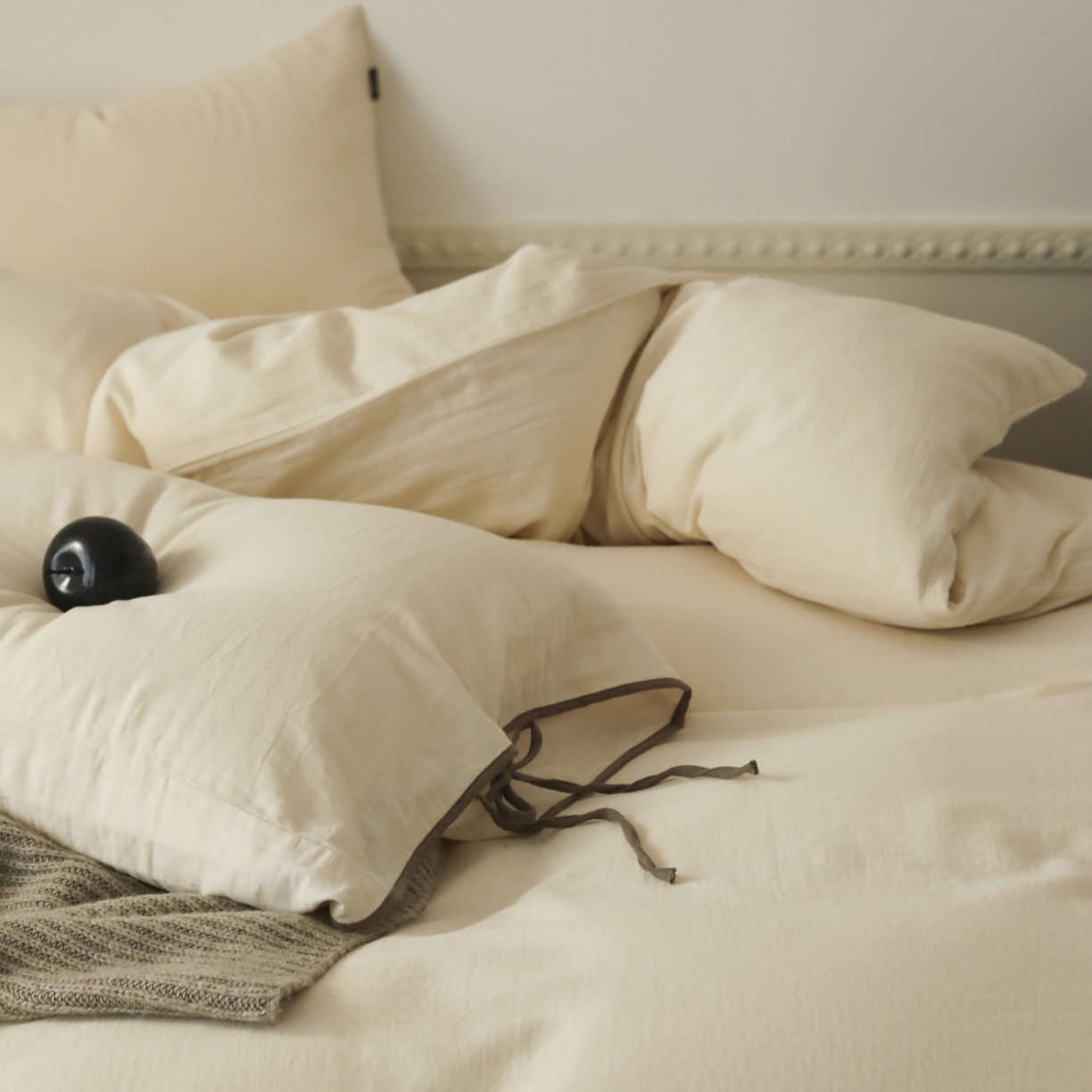 91家纺网 家纺一手货源 找家纺 玉宇阁家居 2025新款双层纱皱皱纱全棉纯棉四件套 全棉双层纱皱皱纱-芝士