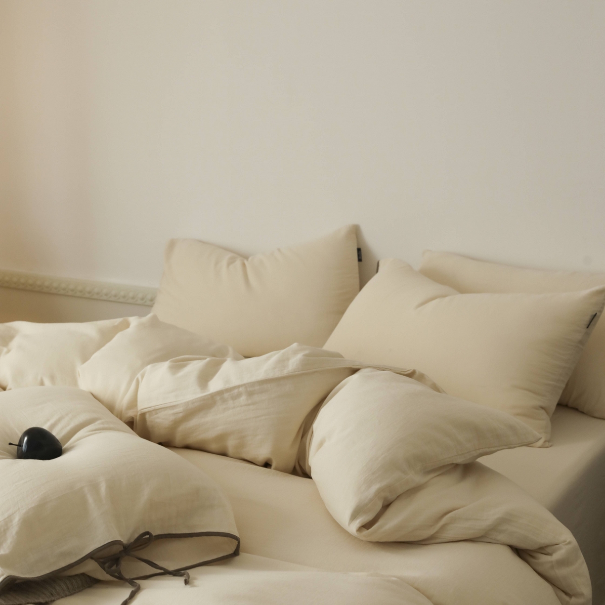 91家纺网 家纺一手货源 找家纺 玉宇阁家居 2025新款双层纱皱皱纱全棉纯棉四件套 全棉双层纱皱皱纱-芝士