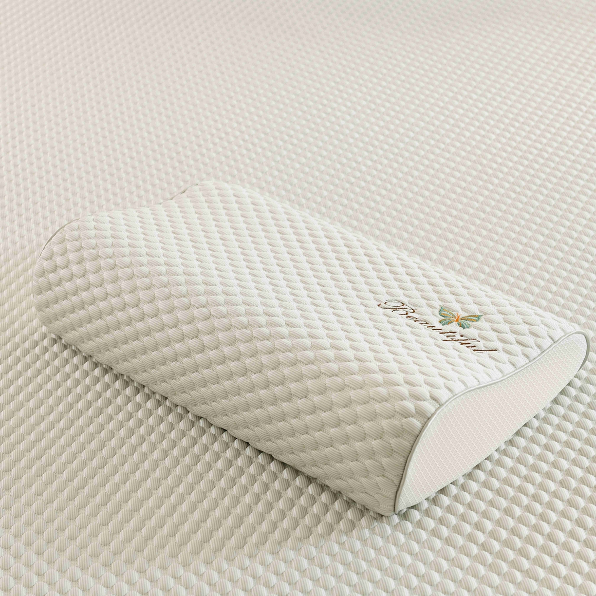 91家纺网 家纺一手货源 找家纺 （总）四川牛皮席 2025春夏新款凉豆豆绣花乳胶枕 枕头枕芯