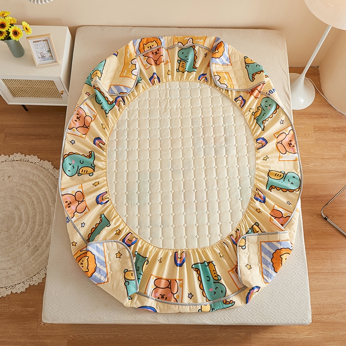 91家纺网 家纺一手货源 找家纺 富馨莱 2025新款纯棉夹棉单件床笠 动物乐园