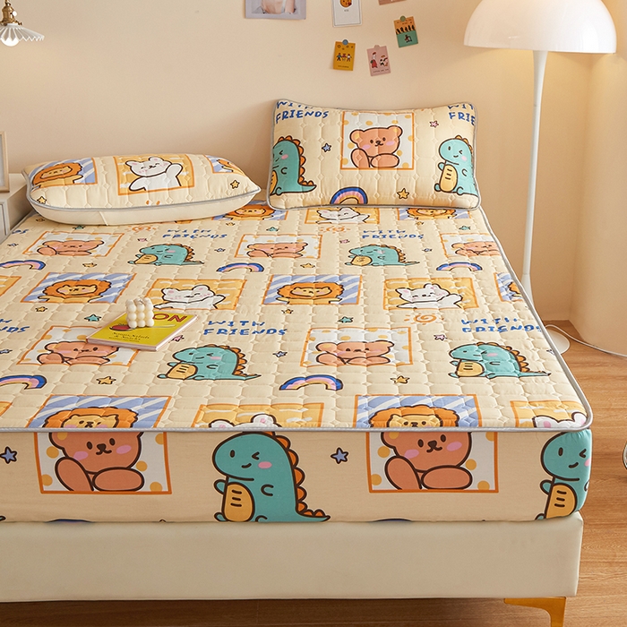 91家纺网 家纺一手货源 找家纺 富馨莱 2025新款纯棉夹棉单件床笠 动物乐园