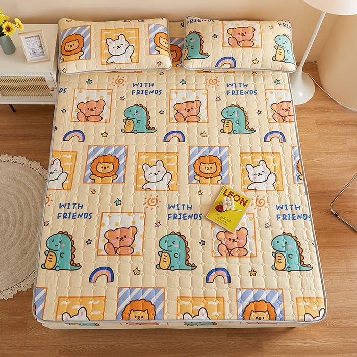 91家纺网 家纺一手货源 找家纺 富馨莱 2025新款纯棉夹棉单件床笠 动物乐园