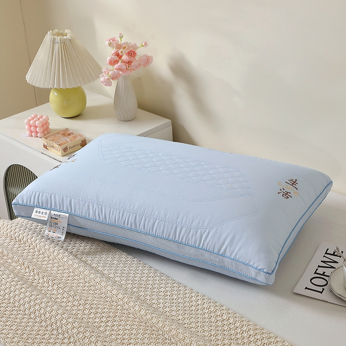 91家纺网 家纺一手货源 找家纺 大熊枕芯 2025新款新品简单生活舒适中低枕头枕芯 简单生活舒适枕-蓝色 48*74cm低枕一只