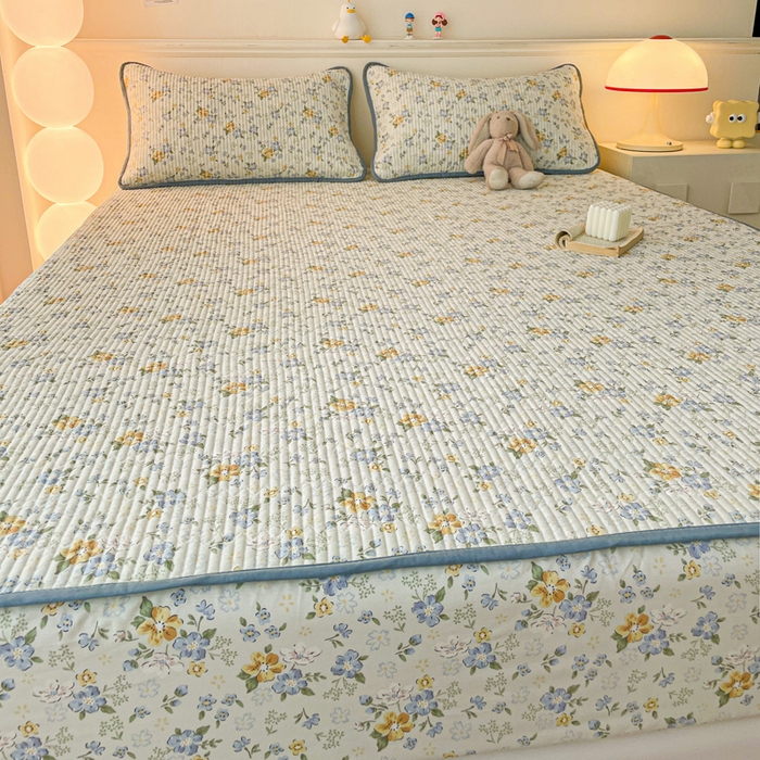 91家纺网 家纺一手货源 找家纺 富馨莱 2025新款纯棉夹棉单件床笠 艾莎